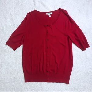 Dressbarn Short Sleeve Red Cardigan